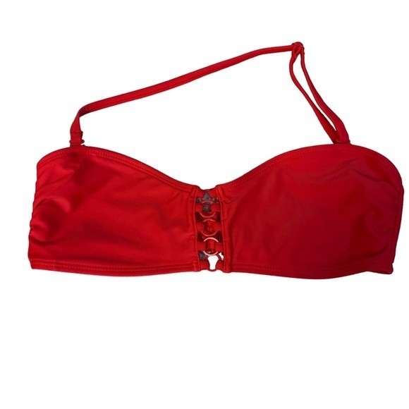 Red Halter Bikini Top with adjustable Straps Size Small - Picture 4 of 5